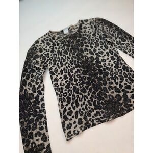 Nygard Collection Womens Petite S Leopard Print Silk Blend Metallic Top 32087731